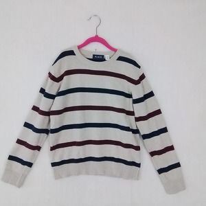 Children's Place‎ Cotton Crew Neck Knit Sweater Size Large in Tan w/ Stripes